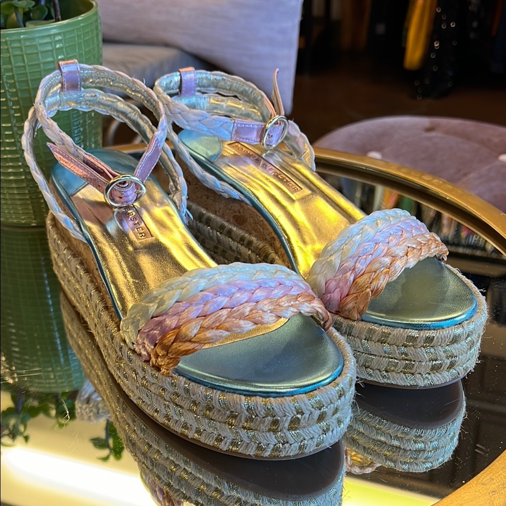 Sophia Webster Cream Espadrille Sandals with Woven Platform